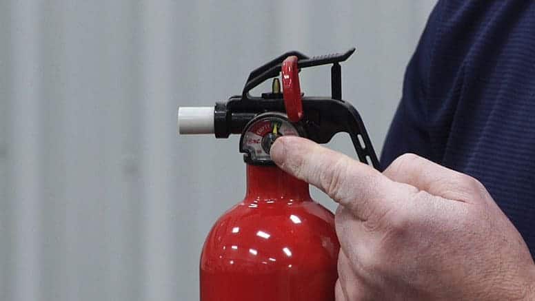 Fire extinguisher in a RV