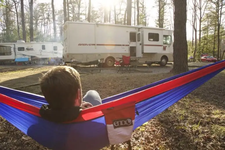 Camping with a hammock