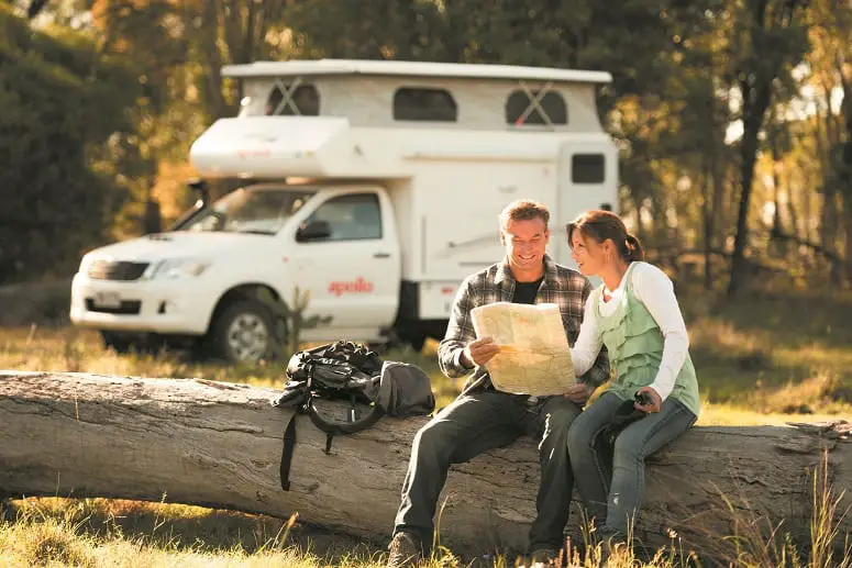 Camper Couple Planing Next Trip