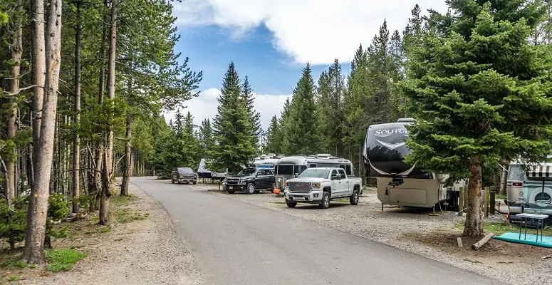 Travel Trailers And RVs In National Park