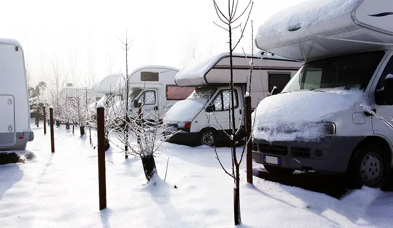 RVs Covered With Snow