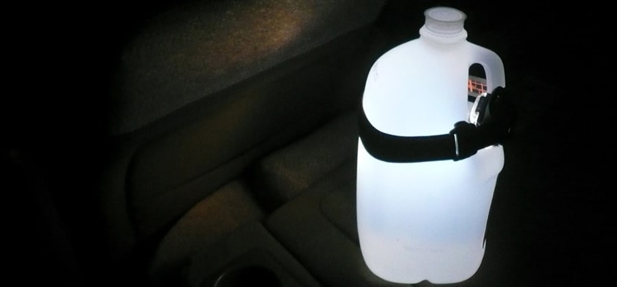 headlamp near a water jug trick