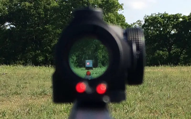 looking trough red dot scope