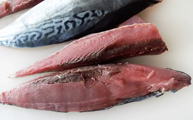 Sliced bonito fish fillets