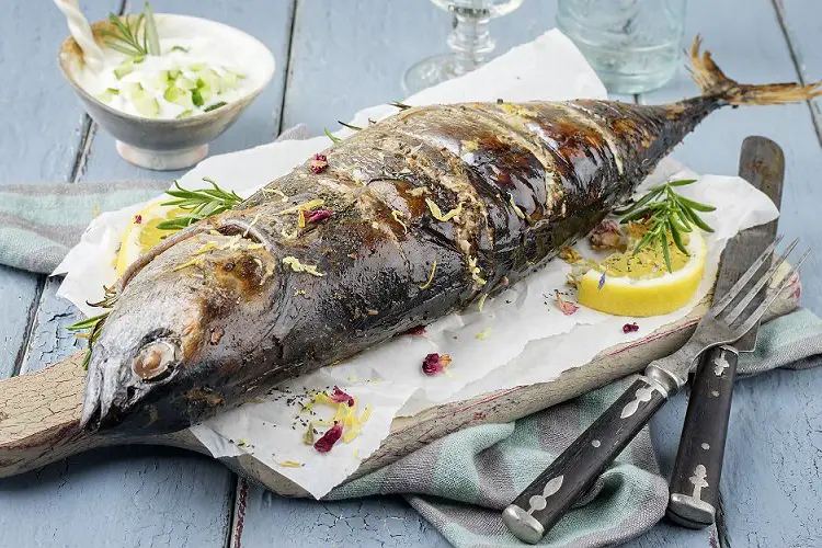 Mediterranian Bonito fish recipe with lemon and olive oil