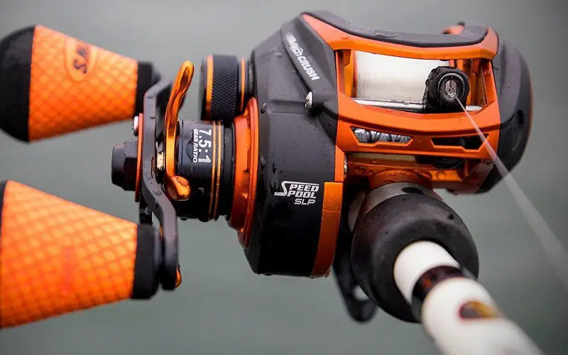 Baitcaster reel with spooled line