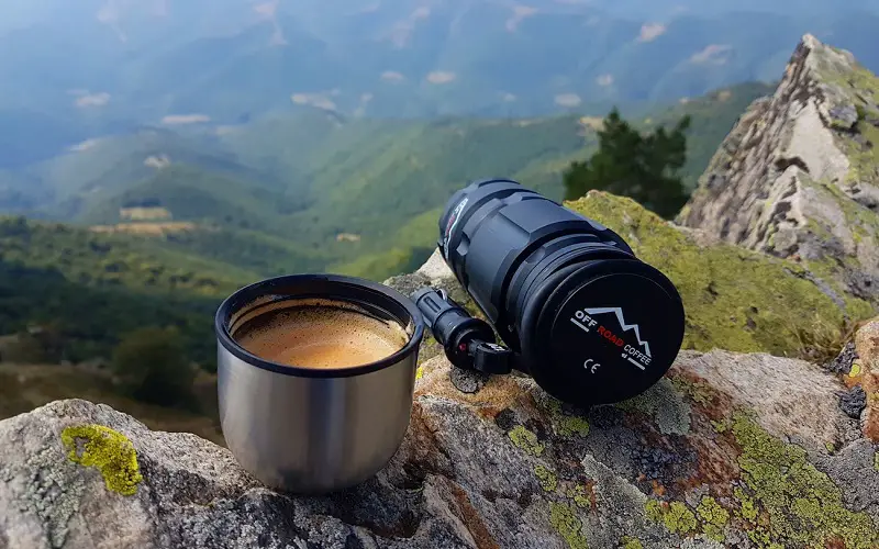 Hiking with portable coffee maker