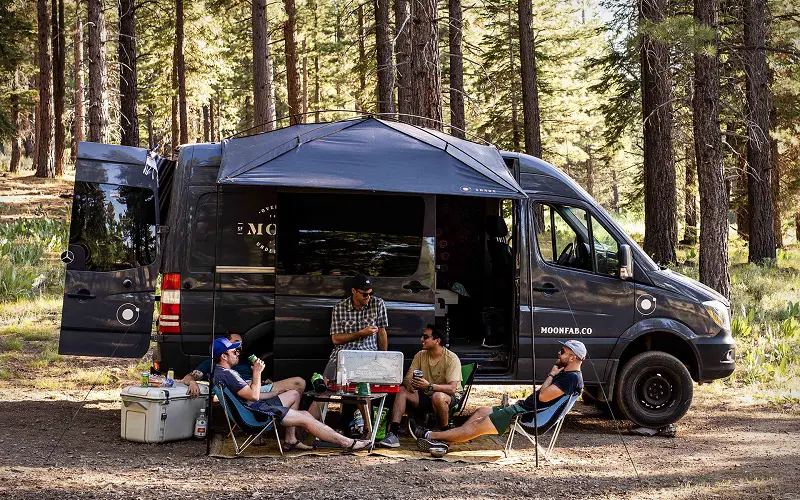 Group of friends stealth camping