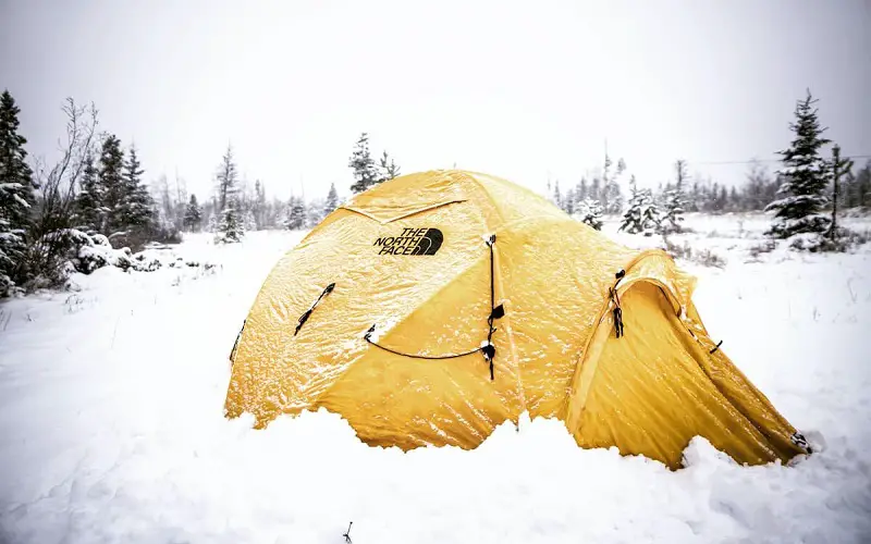 Waterproof tent under snow