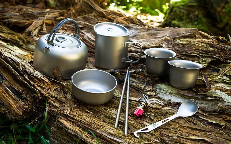 Different camping cookware